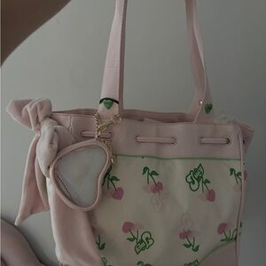 Juicy Couture Pink and Cream Tote with Heart Charm